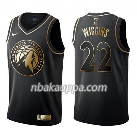Minnesota Timberwolves Andrew Wiggins 22 Nike Musta Golden Edition Pelipaidat Swingman - Miesten